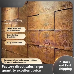 PU moderne Anti-culturel carbonisé panneau <span class=keywords><strong>de</strong></span> Grain <span class=keywords><strong>de</strong></span> bois anneau annuel lumière rétro fond mur pour hôtel chez l'habitant Villa décor - Product Image 2