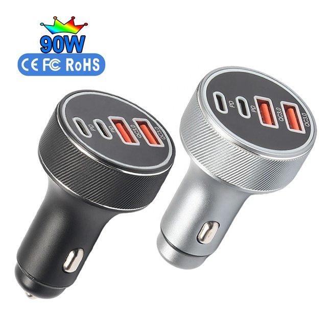 HNT 90W USB Car Charger PD&QC USB C Car Phone Charger Type C Adapter for iPhone Samsung Huawei Xiaomi Quick Charge