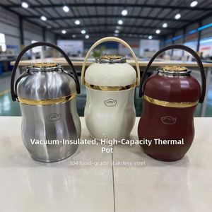 Conteneur isotherme portable en acier inoxydable 304 de qualité alimentaire, grande capacité, avec poignée, pour la maison et le bureau - Product Image 2
