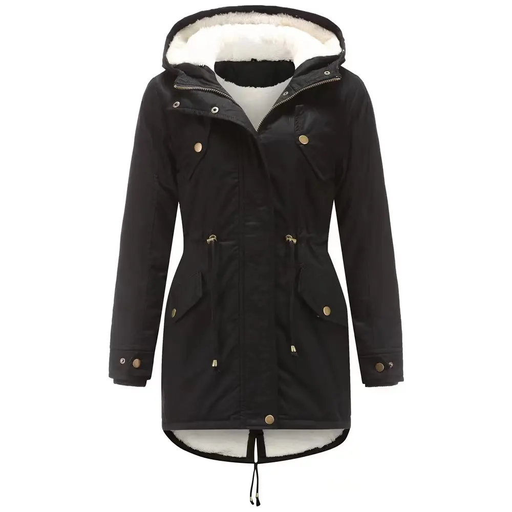 Women's Winter Thicken Coat Warm Fleece Lined Parka Jacket with Hood