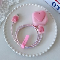 3pin DIY Cute Heart Shape Uk 20w 3D Cartoon Silicone Cable Protector Head case Cover Set Phone Charger