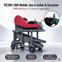 Concasseur à mâchoires mobile diesel PE200x300 avec criblage intégré sur châssis de remorque pour la réduction de minerai et de roche