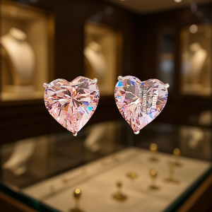 Orecchini a perno Damei a forma di cuore con diamante verde, montatura a griffe, gioielli romantici in cristallo da donna per tutti i giorni - Product Image 2