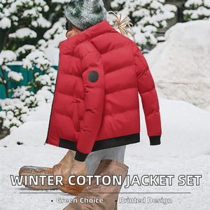 Ensemble deux pièces décontracté et épaissi pour homme, style coréen, veste à col montant et pantalon de survêtement, tenue confortable et écologique pour l'hiver transfrontalier - Product Image 2