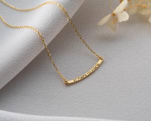 Acero inoxidable tendencia personalizada coordenadas fecha frase mensaje collar moda oro personalizado barra nombre collar mujeres - Product Image 3