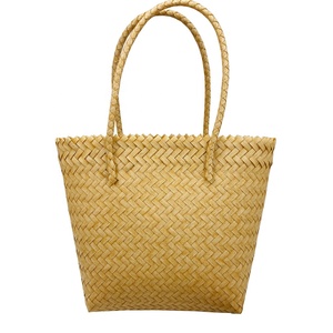 fashion ins hand-woven vegetable basket bag shopping basket transparent bamboo color woven bag beach bag plastic tote handbag