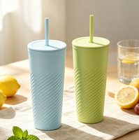 Gobelet à eau en plastique double couche Evershine, écologique, sans BPA, avec paille, pour le camping, design antidérapant