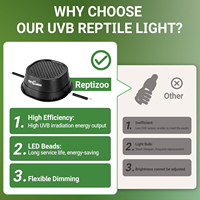 Lampe LED UVB à profil bas 6W REPTIZOO avec logo personnalisé pour reptiles tropicaux et du désert, avec variateur d'intensité pour dragon barbu