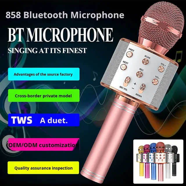858 Wireless for Microphone Audio Integrated Karaoke Handheld Singing Speaker for Home Use Live Audience Factory Advantage