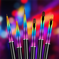 Nouveau design de brosses à ongles en gel Virole arc-en-ciel Ensemble de brosses d'art pour ongles en nylon avec logo personnalisé
