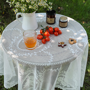 Tovaglia Ovale in Poliestere/Cotone Bianco Stile Francese/Americano, Impermeabile, Personalizzabile con Ricami, per Picnic all'Aperto - Product Image 3