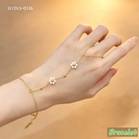 Gelang Cincin Rantai Jari Wanita Berlapis Emas 18k Anti Luntur, Model Bunga, Bahan Stainless Steel, Perhiasan untuk Hadiah Pesta, Produk Terlaris