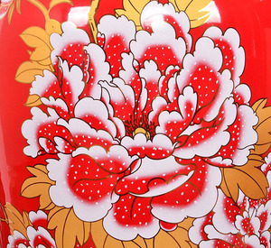 Vasi da Terra in <span class=keywords><strong>Ceramica</strong></span> Dipinti a Mano con Fiori Cinesi Rossi in Vendita - Product Image 3