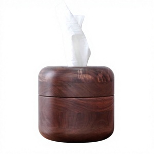 Boîte à mouchoirs ronde en bois personnalisée, support pour mouchoirs en papier de taille standard pour la maison, le salon, le bureau, la coiffeuse - Product Image 2