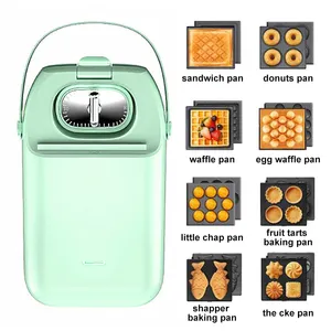 600W 1200W green&pink double side non-stick mini new style household multiple function donuts sandwich waffle makers