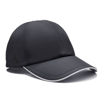Casquette de baseball de luxe en nylon avec logo brodé personnalisé, noire, 6 panneaux, ajustable, imperméable, style Dad Hat