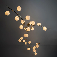 Lustre contemporain en verre nacré de 72 pouces avec globes en acier pour table à manger, salon, chambre à coucher