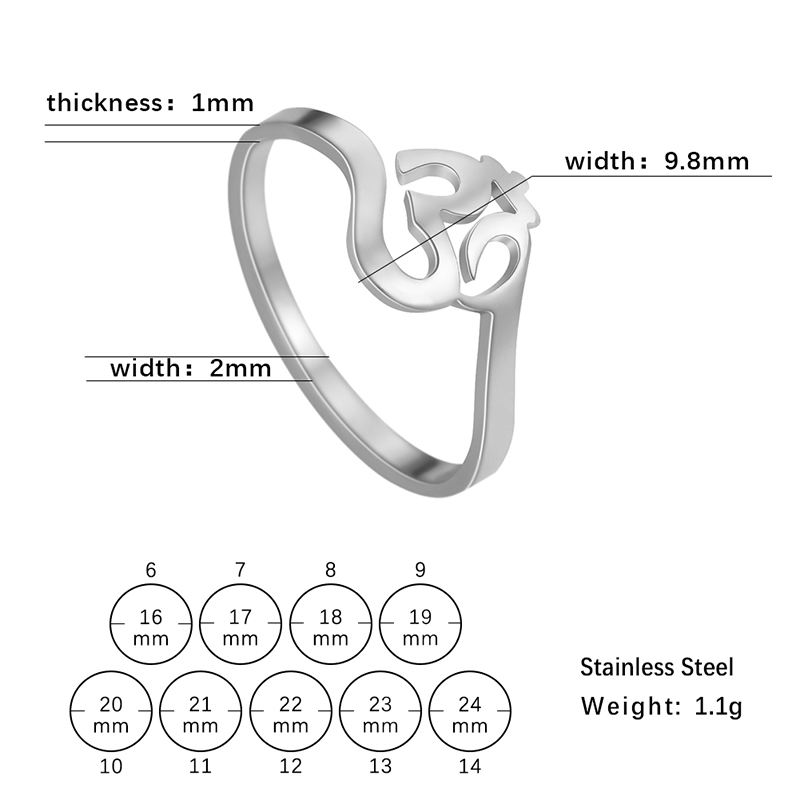 UNIFT Aum Om Ohm, Anello Per Donna E Uomo, In Acciaio Inox, Simbolo Sanscrito, Anello Om, Gioielli Spirituali Indiani, Regalo Di Meditazione, 18, Acciaio Inossidabile, Nessuna Pietra Preziosa - Foto 7
