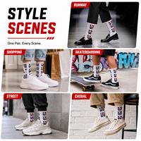 Chaussettes de sport tendance style streetwear en coton doux et respirant, écologiques et confortables, logo personnalisé disponible, toutes tailles adultes.