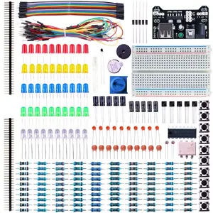 Electronic Fun Kit Bundle dengan Papan Tempat Memotong Roti Kabel Resistor, Kapasitor LED Potensiometer (235) dengan Kotak Plastik