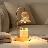 Lampe chauffe-bougies en bois romantique avec veilleuse Minuterie de brûleur de fonte de cire électrique pour chauffer la cire de fonte de cire de verre