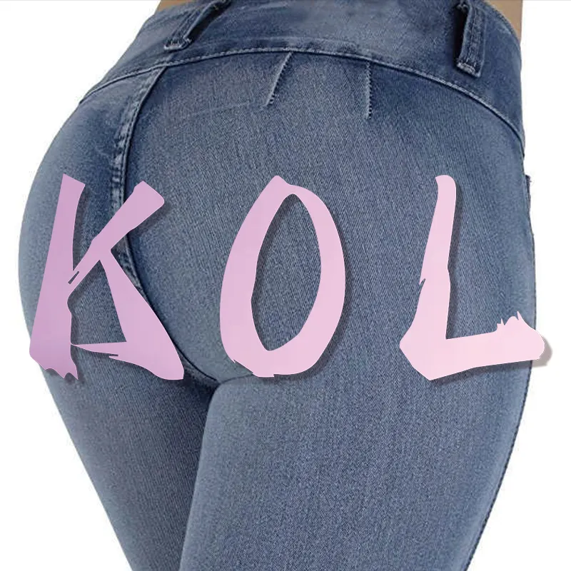 OEM de moda al por mayor de realce de glúteos de cintura alta de tiro alto Levanta Cola Colombiano de piel Colombianos Tight Mujeres Niñas Jeans