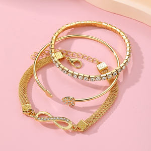 Multilayer <b>Infinity</b> Heart <b>Bracelet</b> for Women Jewelry 3Pcs/Set Full Diamond Crystal Peach Heart Open Charm Bangle <b>Bracelet</b> Set - Product Image 6