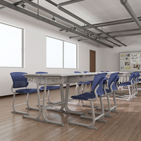 Table d'étude, mobilier scolaire, chaise en plastique, chaise d'école, ensemble bureau et chaise d'école moderne, bureau réglable en hauteur