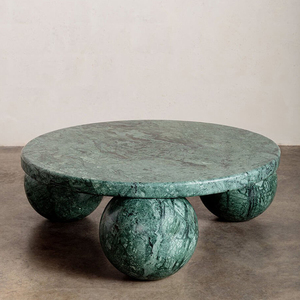 Set di <span class=keywords><strong>3</strong></span> Sfere in Pietra di Alta Qualità, Piano Tavolo in Marmo Travertino Beige, Piedistallo Rotondo a Sfera, Tavolino da Caffè in Marmo - Product Image 3