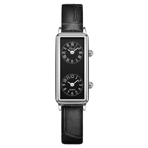 Reloj de Pulsera Creativo de Doble Hora, Estilo Vintage Rectangular de Alta Gama, Reloj de Cuarzo para Mujer con Doble Movimiento - Product Image 6