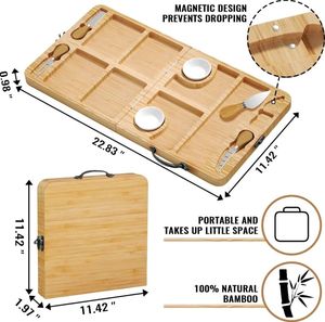 Boîte cadeau pliable pour plateau à fromage, plateau à charcuterie pour pique-nique avec couteau de service, ensemble de plateau à charcuterie et à fromage pour voyage - Product Image 4