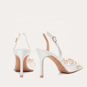 Sepatu Hak Tinggi Wanita Model Stiletto Renda Mewah Musim Panas 2024, Sandal Putih untuk Pengantin Wanita - Product Image 4