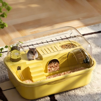 Maison pour hamster Extra large Villa de luxe Cage pour hamster dorée en plastique Fournitures pour animaux de compagnie de petite taille Écologique Salon rond