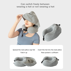 Almohada de Viaje para el Cuello YUE RISE, Ligera y Portátil, Plegable, con Capucha Extraíble y Núcleo de Espuma Viscoelástica, con Bolsa de Almacenamiento - Product Image 3