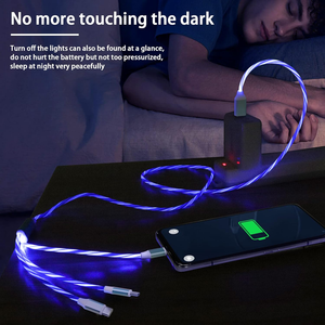 Câble de charge multi-usage 3 <span class=keywords><strong>en</strong></span> 1 avec logo <span class=keywords><strong>en</strong></span> gros, type C, lumineux, LED, lumière fluide, USB-C, charge rapide pour ordinateur, imprimante - Product Image 5