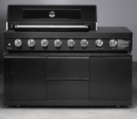 Barbecue GPL Commercial de Luxe Moderne C15 avec Allumage Électronique pour Fêtes en Extérieur, en Acier Inoxydable Noir de Qualité Supérieure pour Cuisine Arrière-cour