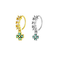 Bijoux de piercing nasal de mode en gros pour femmes, boucles d'oreilles pendantes fines en cuivre, boucles d'oreilles pendantes en forme de fleur, anneau de nez plaqué or