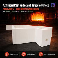 Brique réfractaire perforée en fonte fusionnée AZS, résistante à plus de 2000°C, pour revêtement de four de fusion de verre, vente en gros directe usine OEM