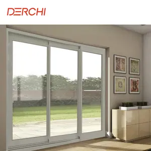 In Stock 10ft*8ft 3 Panels Slide Stacked Door PVDF Low E Glass Thermal Break Aluminum Glass Sliding Door With 3 Rails