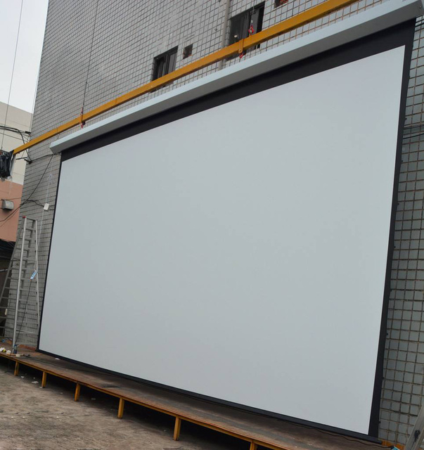Large Size 200'' 250'' 300'' 350'' Inch Motorized Projection Screen With Remote Control 16:9 4K Projector Screen Tab Tensioned