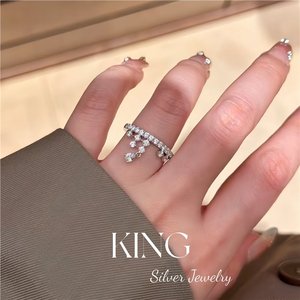 Anillo de Plata de Ley S925 con Diseño de Borla y Engaste Pavé de King Silver Jewelry, Anillo de Moda para Mujer, Regalo - Product Image 4