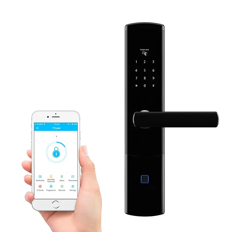 TTLOCK APP, Kartu NFC, Sidik Jari, Kode dan Wifi Gateway Cerdas Multifungsi Kunci Pintu Listrik dengan Aplikasi TTLock Gratis