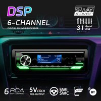 Lecteur MP3 de voiture 1 DIN avec écran TFT DSP, 8 RCA, Bluetooth 6.0, 7 canaux, égaliseur 31 bandes, contrôle par application pour amélioration du son