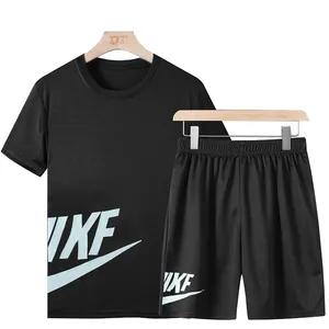 Summer short sleeve men's casual sports suit loose shorts two-piece set running thin fitness suit suit mens sets