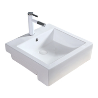 Lavabo sanitaire en céramique de salle de bain design moderne semi-encastré avec support de robinet monotrou, y compris trou de robinet