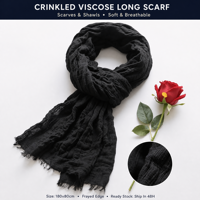 Foulard Hijab Surdimensionné 180x90cm en Viscose Froissée Couleur Unie avec Franges Cils pour Femmes Musulmanes, Châle Vente en Gros Sur Mesure 1010B