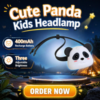 Lampe frontale en silicone en forme de panda, cadeau personnalisé kawaii, mini lampe de lecture LED portable rechargeable par USB pour enfants