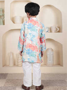 Ensemble Kurta et pyjama pour garçons, imprimé multicolore, vêtements ethniques traditionnels pour enfants, tenue de fête et de mariage - Product Image 2