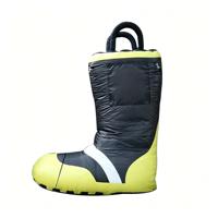 Botte gonflable durable et personnalisable pour les promotions des stations de pompiers, botte de pompier gonflable jaune et noire