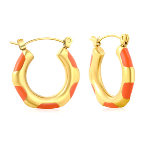 Pendientes de Aro Geométricos de Acero Inoxidable Chapados en Oro Coloridos para Uso Diario - Product Image 5